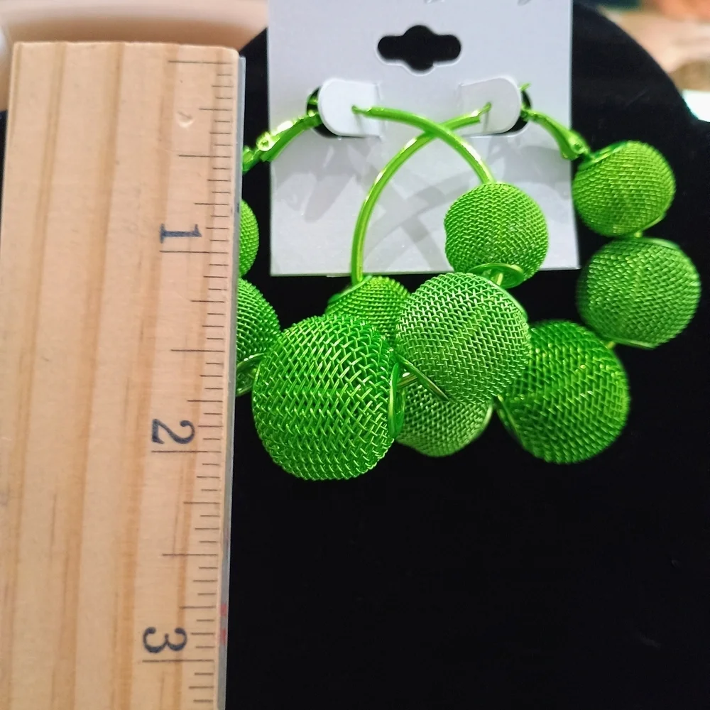 Vibrant Green Hoop Earrings
